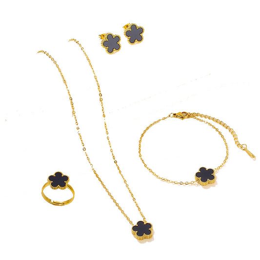 Lucky Five-leaf Flower Set High-grade Fashionable All Earrings