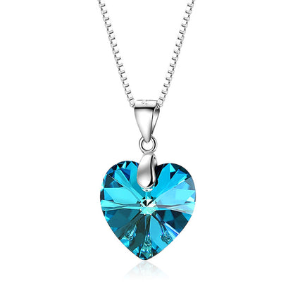 Women's Sterling Sier Heart-shaped The Crystal Set Ocean Heart Necklaces