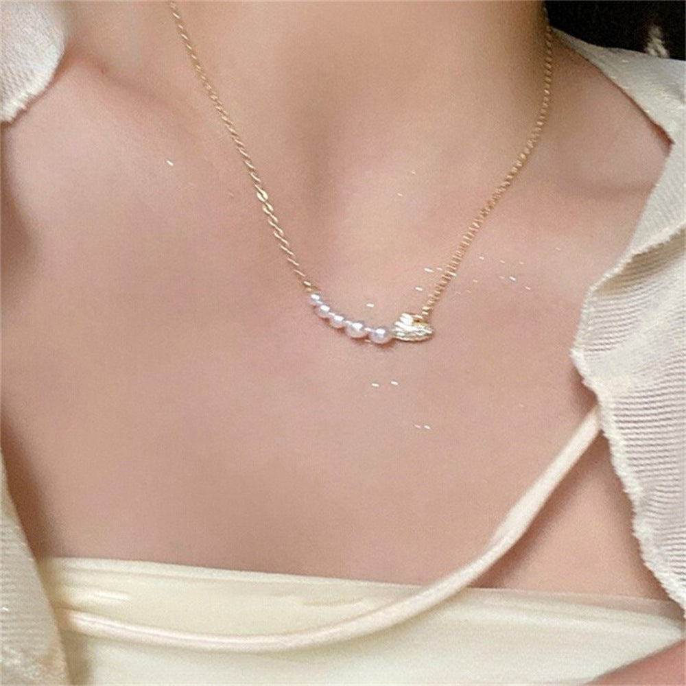 Women's Aquamarine Pearl Sterling Sier Niche High-grade Necklaces