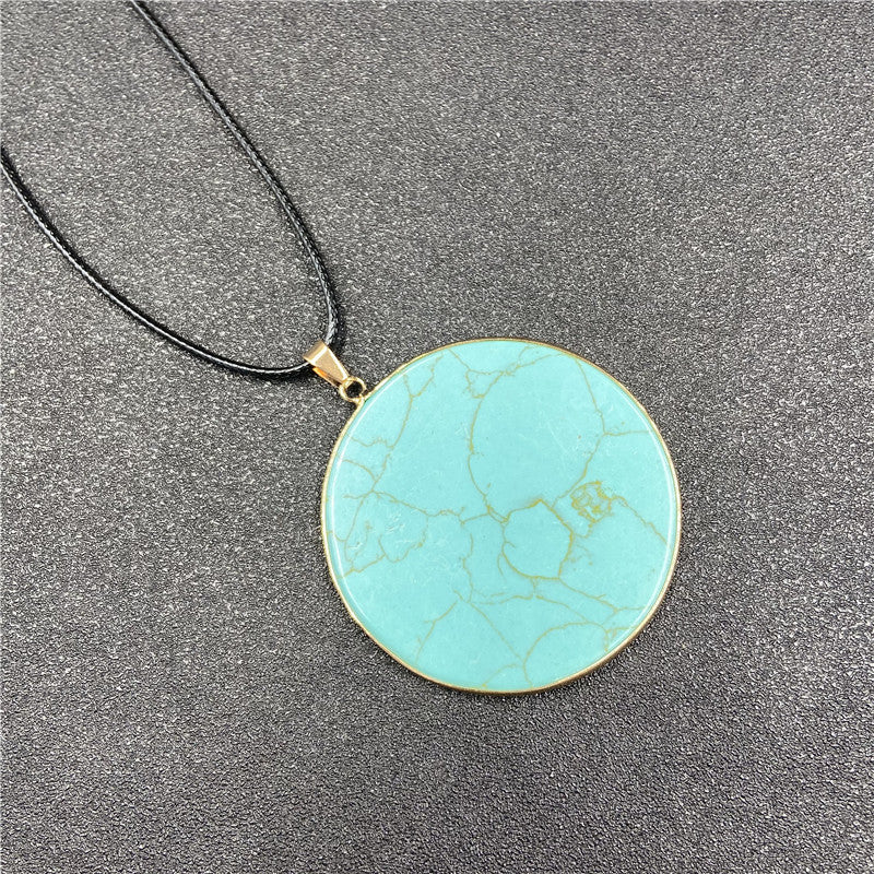 Crystal Round Aventurine Turquoise Wafer Graceful Pendants