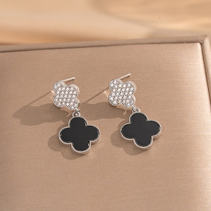 Fashionable Clover Zircon Flower Love Bear Ear Earrings