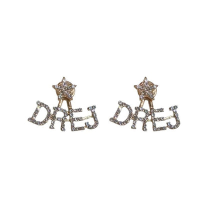 Five-pointed Star Alphabet Letter Sier Needle Earrings