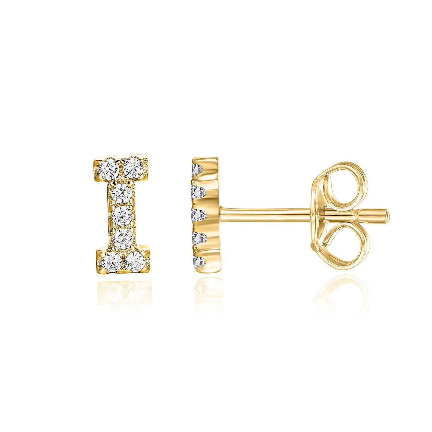 Sier English Alphabet Letter Micro Inlaid Earrings