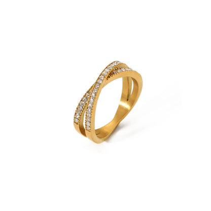 Gold-plated Inlaid Zircon Light Luxury Stainless Rings