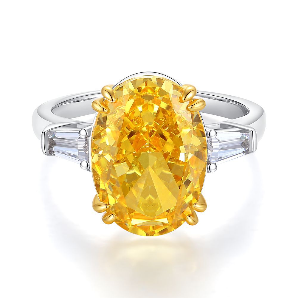 Sterling Sier Yellow Diamond Female Ice Rings
