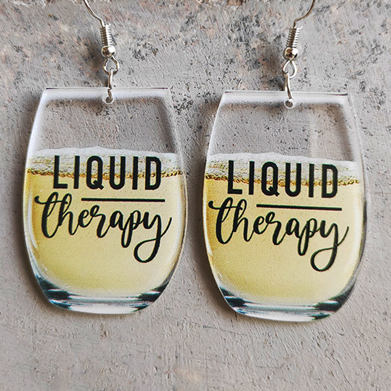 Women's Wine Glass Letter Bee Whiskey Beer Earrings