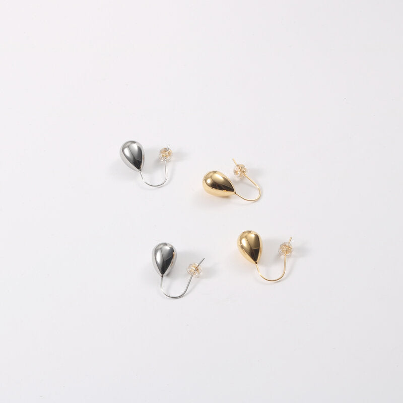 Water Drop Titanium Steel Gold Plating Earrings