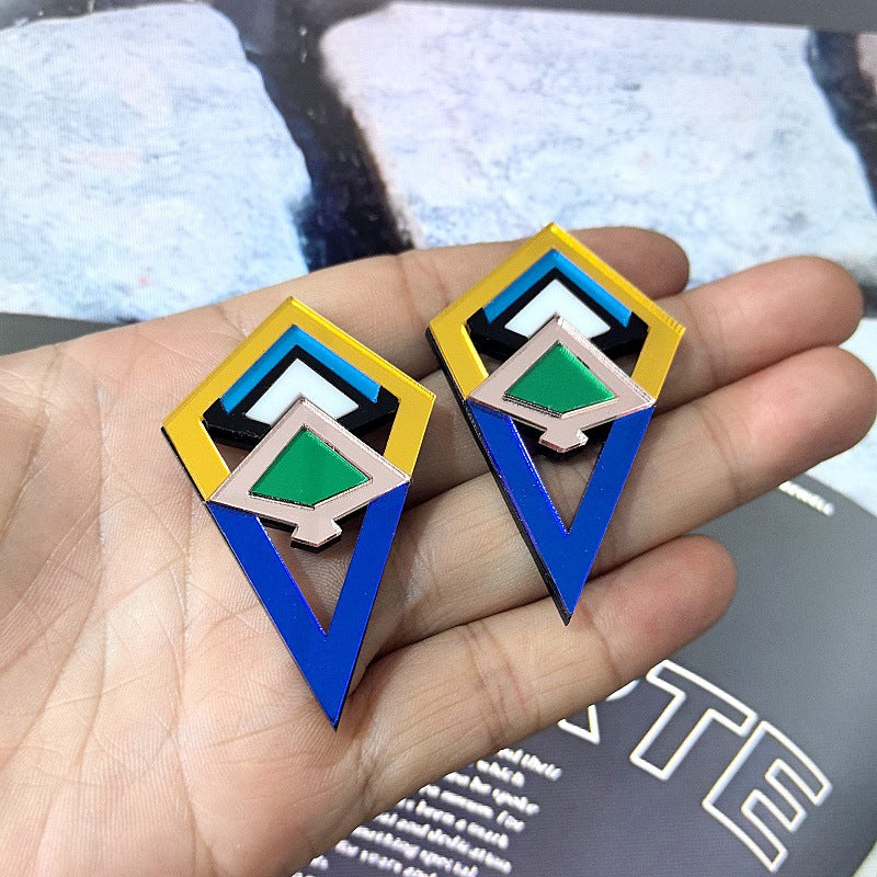 Mirror Stereo Geometric Ear Fashion Exaggerated Earrings