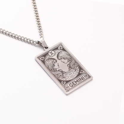 Men's Twee Constellations Logo Dog Tag Vintage Necklaces