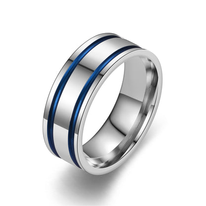 Men's Two-tone Double Line Matching Ornament Tail Rings