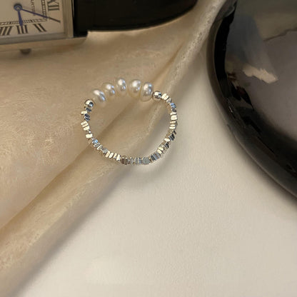 Women's Simple Design Small Pieces Of Sier Pearl Rings