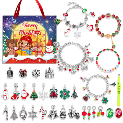 Children's Ornament Beaded Christmas Grid Snowman Blind Bracelets