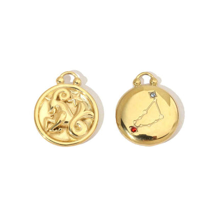 Real Gold Constellation Stainless Steel Round Pendants