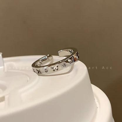 Simple Zircon Opening Adjustable Index Finger Light Rings