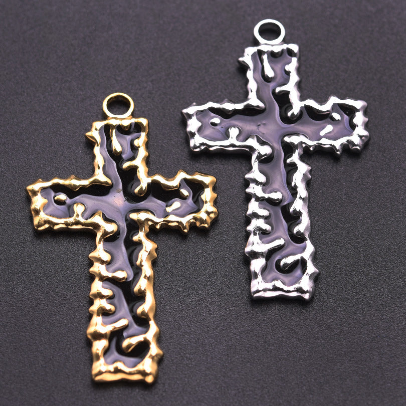 Stainless Steel Titanium Irregular Pattern Golden Pendants