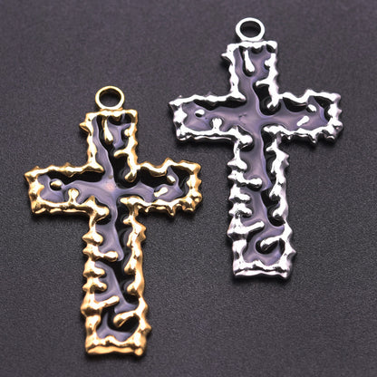 Stainless Steel Titanium Irregular Pattern Golden Pendants