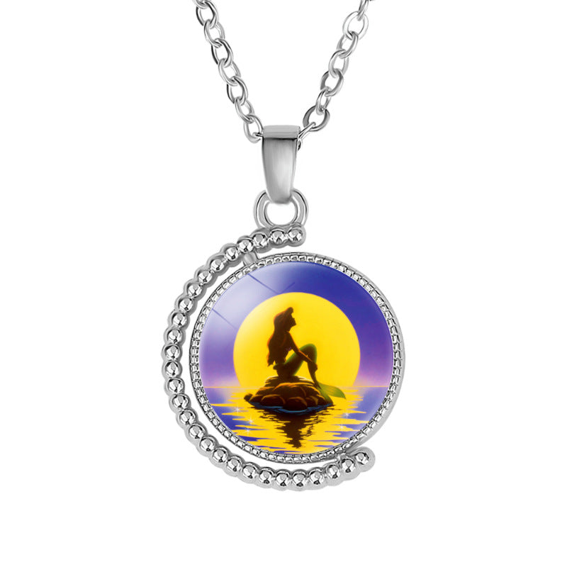 Little Mermaid Double-sided Rotatable Exquisite Sweater Necklaces