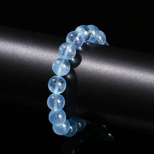 Natural Iced Aquamarine Simple Crystal Ball Bracelets