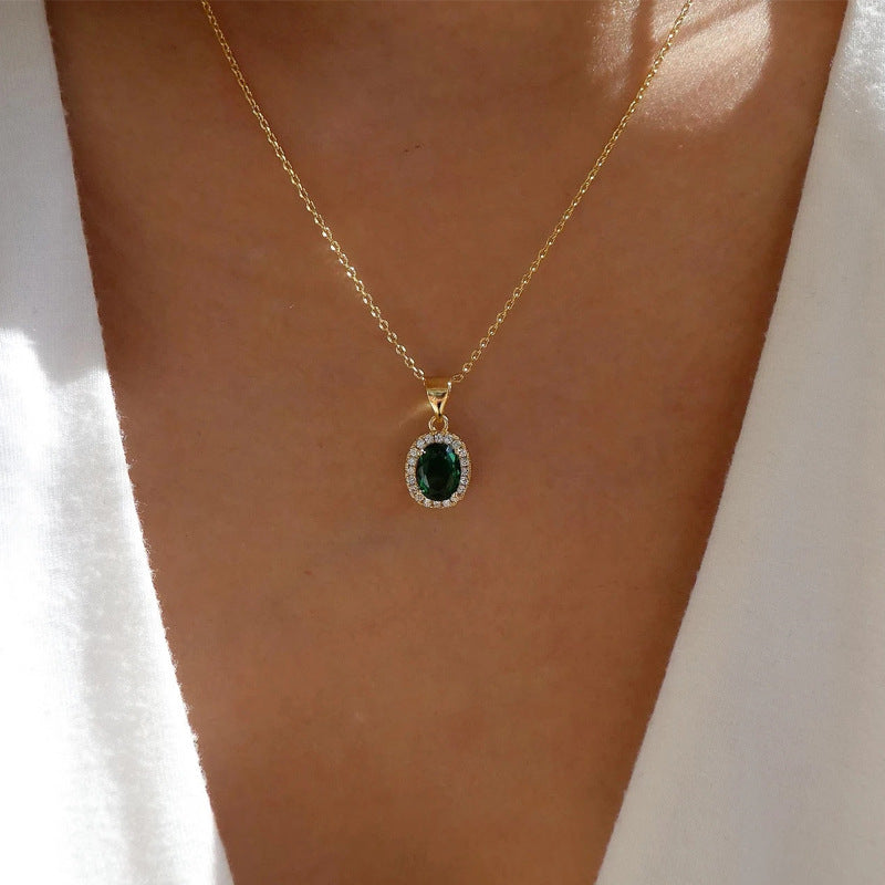 Personality Fashion Crystal Gemstone Round Clavicle Necklaces