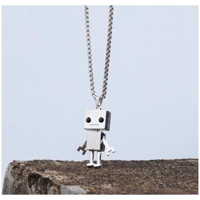 Women's & Men's Robot Titanium Steel Simple Natural Couple Necklaces