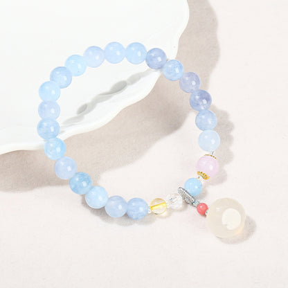 Blue Chalcedony White Jade Pumpkin Beads Bracelets