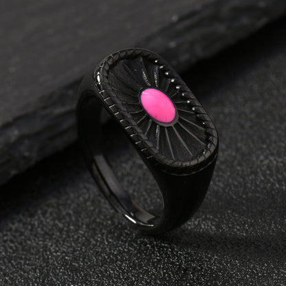 Steel Casting Fashion Palace Style Colorful Oil Rings