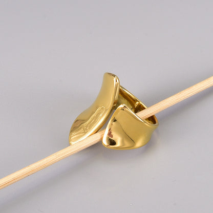 Steel Large Glossy Opening Gold Exaggerated Rings