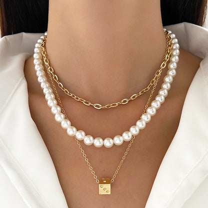 Pearl Style Creative Design Alloy Geometric Necklaces