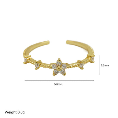Women's Color Zirconium December Birthday Stone Little Flower Rings