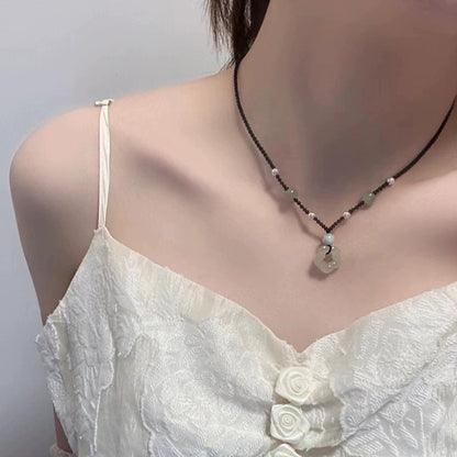 Butterfly Petal Imitation Jade Female Niche Hand-woven Necklaces