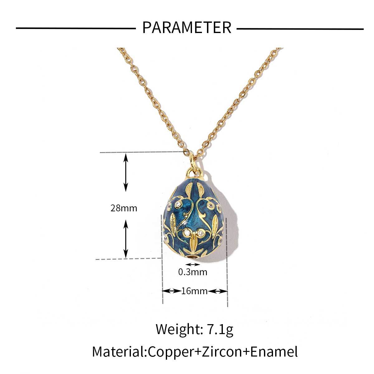 Color Copper Zircon Easter Egg Female Enamel Pendants