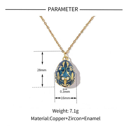 Color Copper Zircon Easter Egg Female Enamel Pendants