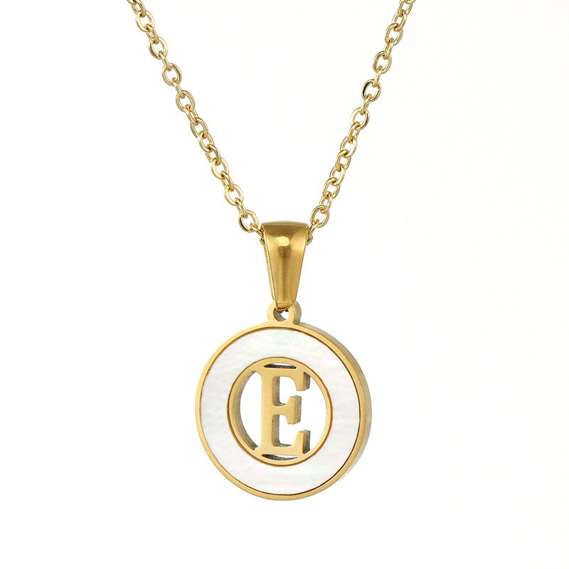 Hollow Titanium Steel Metal English Letter Female Necklaces