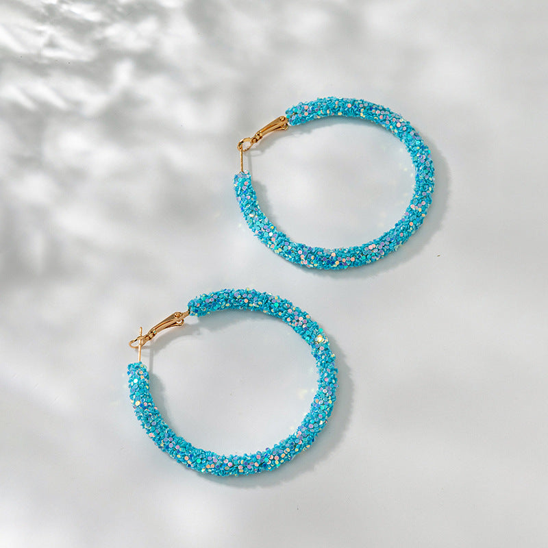 Bead Big Hoop Female Style Korean Sweet Earrings