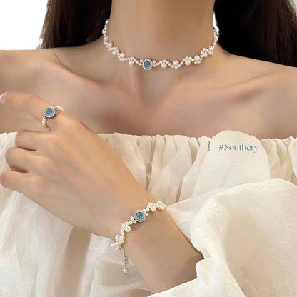 Women's Small Sweet Potato Rose Chalcedony Pearl Bracelets