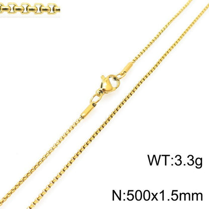 Women's & Men's Stainless Steel Square Pearl Chain Titanium Card Necklaces