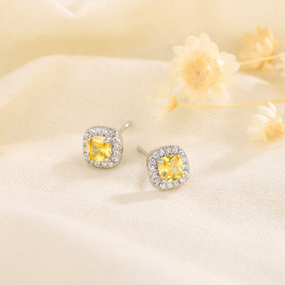 Diamond Ear Retro Yellow Square Female Earrings