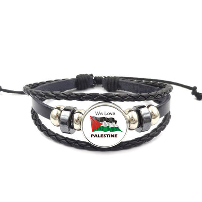 Women's Palestine Flag Punk Style Beaded Weave Bracelets