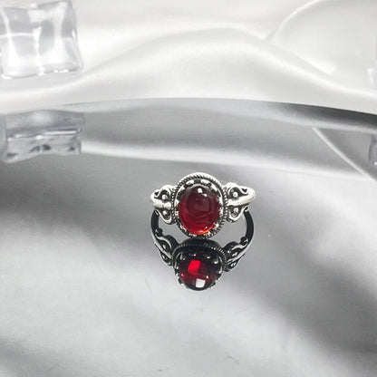 Red Gemstone Open Female Cold Exquisite Rings