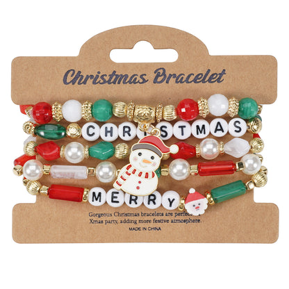 String Beads Snowman Tree Old Man Bracelets