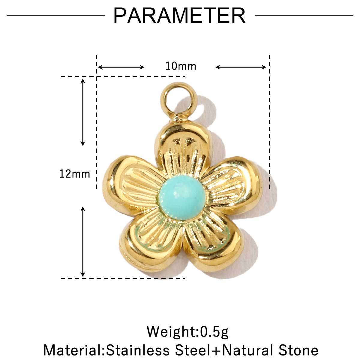 French Retro Flower Geometric Natural Stone Titanium Pendants