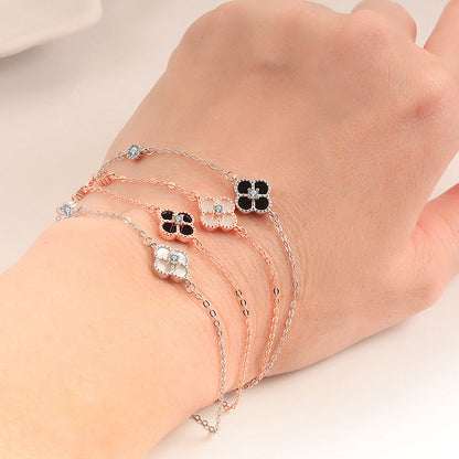 Four-leaf Clover Female Affordable Luxury Fashion Black Agate Bracelets