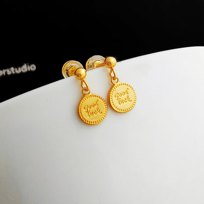 Copper Plated Gold Personalized Simple Metal Earrings