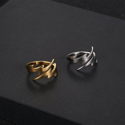 Stainless Steel Lightning Titanium Glossy Simple Rings