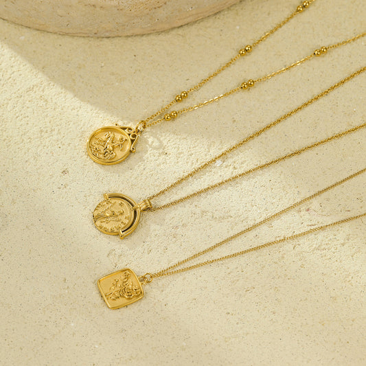 Vintage Roman Coin Gold-plated High-grade Sweater Necklaces