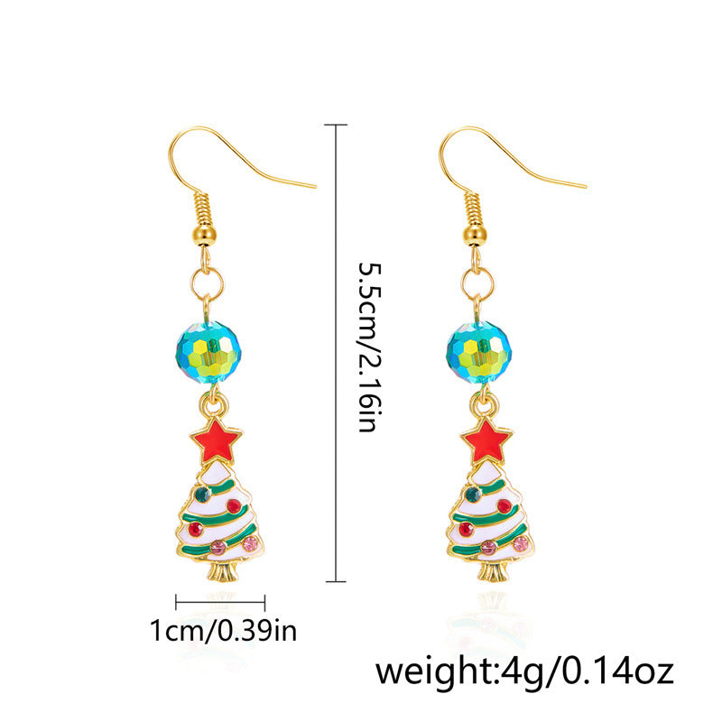 Christmas Tree Hat Santa Claus Asymmetric Earrings