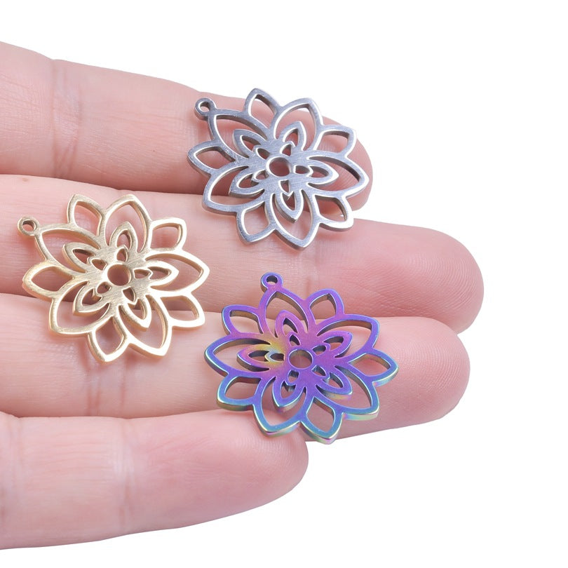 Lotus Ornament Accessories Colorful Steel Stainless Pendants