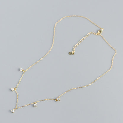 Women's Sterling Sier Minimalist Diamond Inlaid Clavicle Necklaces