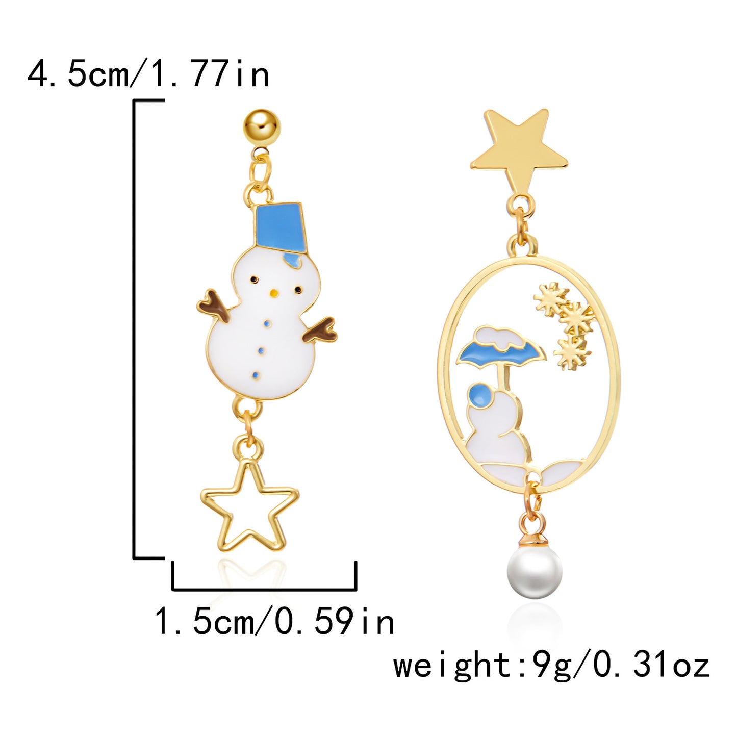 Diamond Christmas Tree Bow Garland Bell Earrings