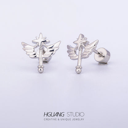 Steel Gold Micro Inlaid Zirconium Ear Bone Plain Earrings